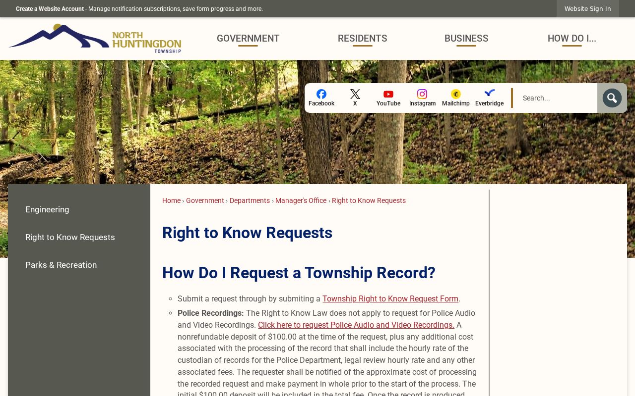 North Huntingdon Township residents directory Right-to-Know request information