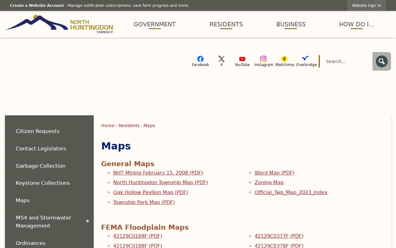 North Huntingdon Township street directory road maps and address context
