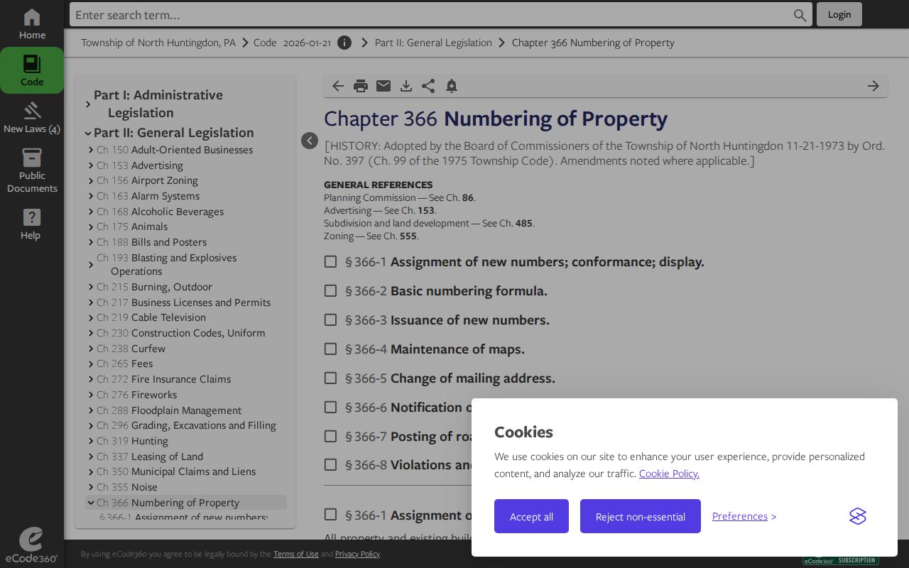 North Huntingdon Township ZIP code directory property numbering ordinance